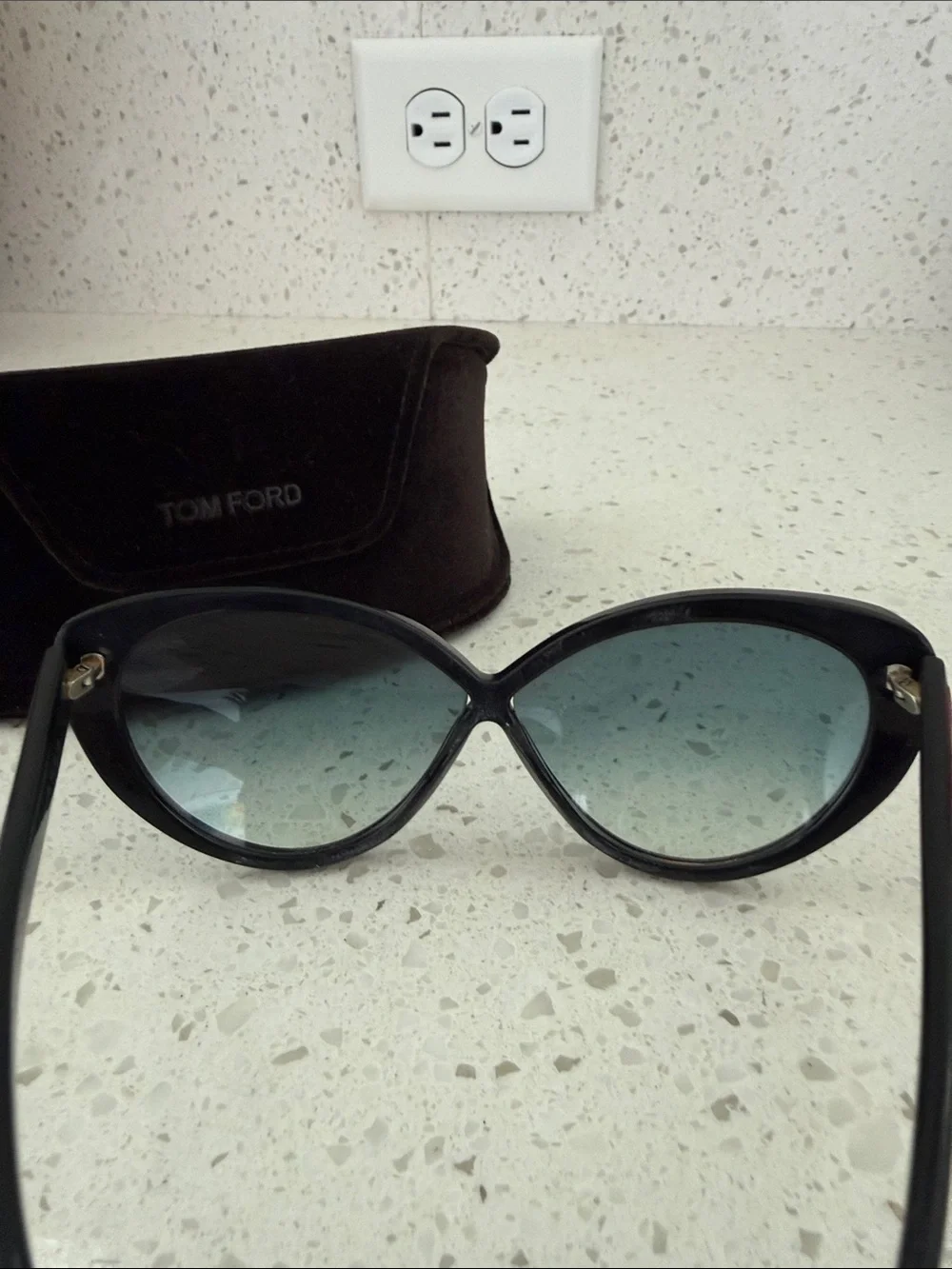Tom Ford Oversized Criss-Cross Butterfly Sunglasses in Black with Velvet Case